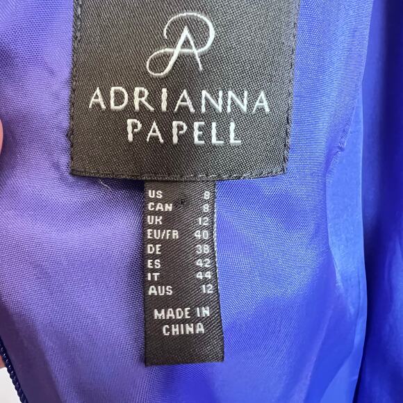 ADRIANNA PAPELL ARCADIA SLEEVELESS HIGH LOW BALL GOWN YVES BLUE SIZE 8 NWT - Picture 12 of 15
